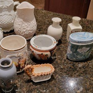 13  Pcs Porcelain & Ceramic Miniature Assorted Pottery